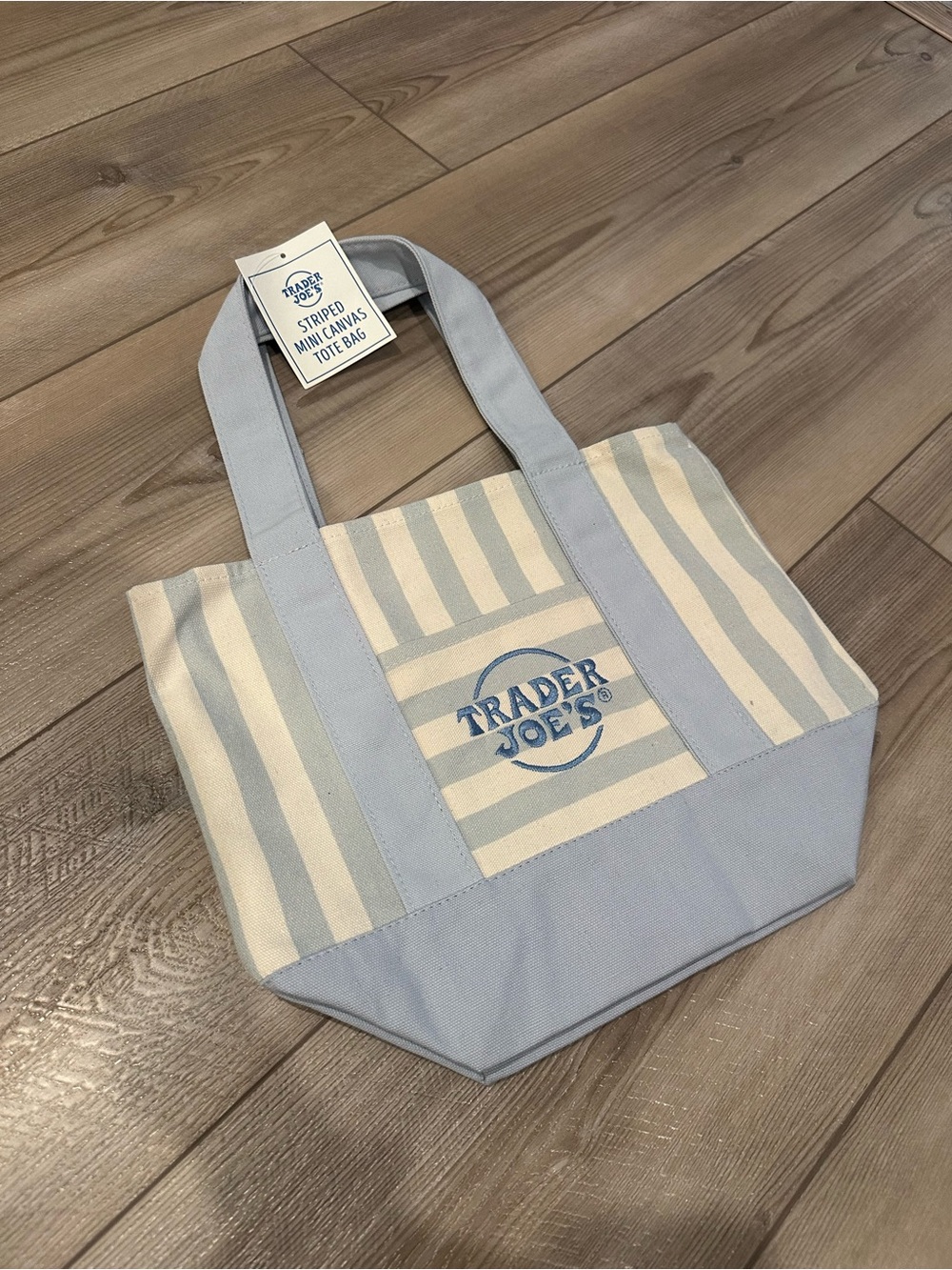 Trader Joe’s Pastel Striped Canvas Tote Bag - Blue